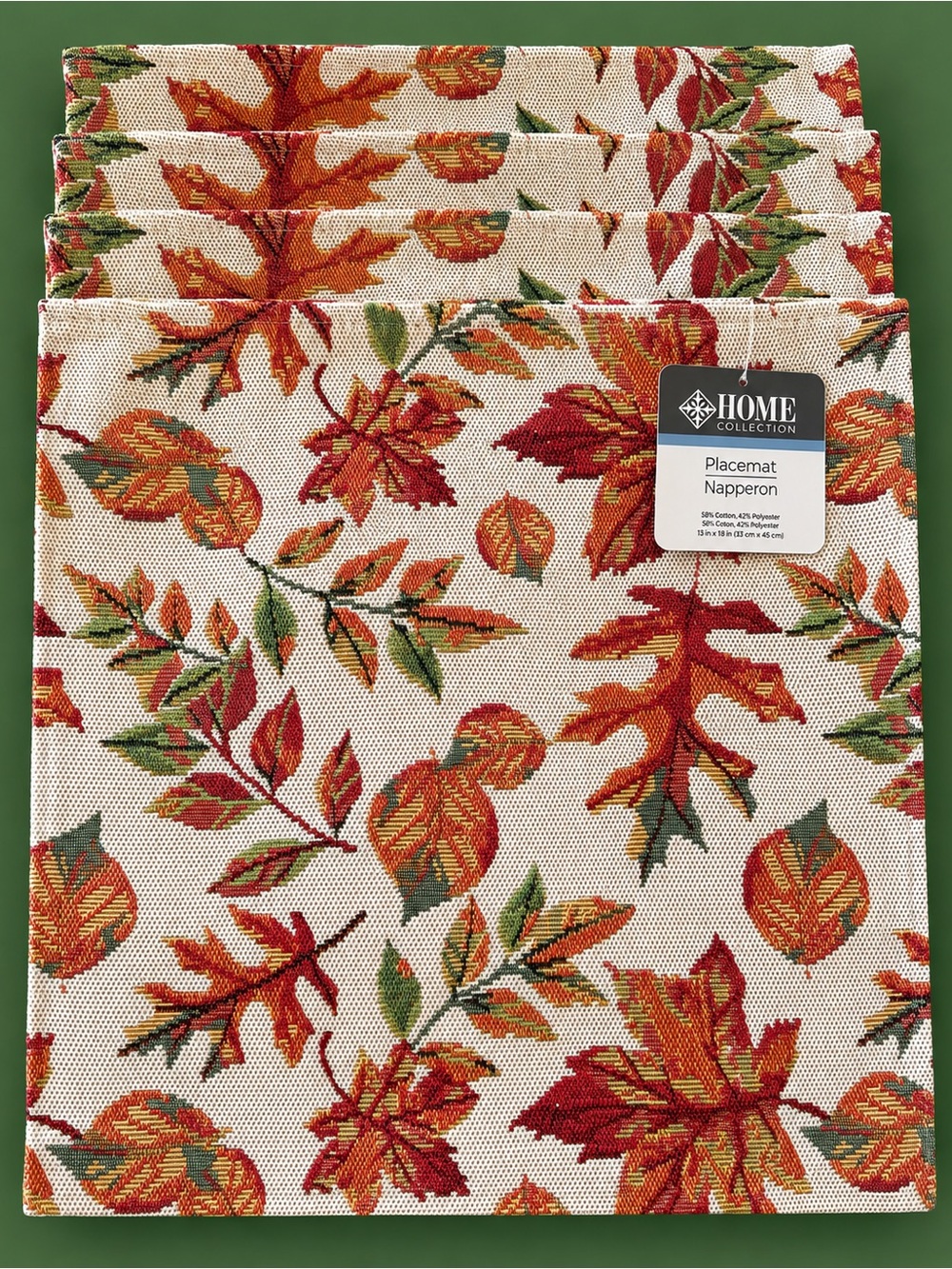 Home Collection Fall Leaf Placemat Set Of 4 Autumn, Thanksgivings, Harvest 🍁🧡🍁🤎🍁